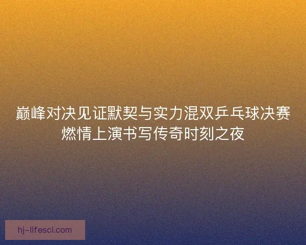 巅峰对决见证默契与实力混双乒乓球决赛燃情上演书写传奇时刻之夜